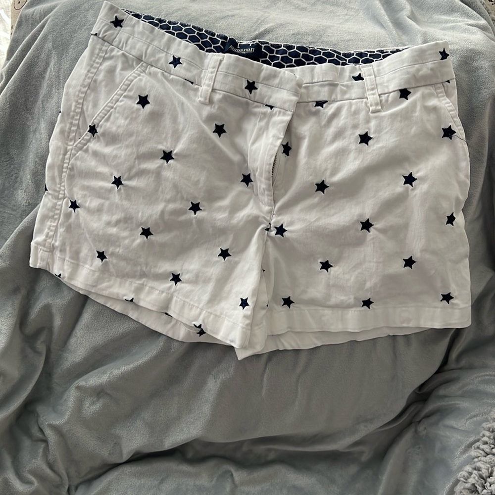 White with navy stars. Adorable for the 4th of July, Labor Day
